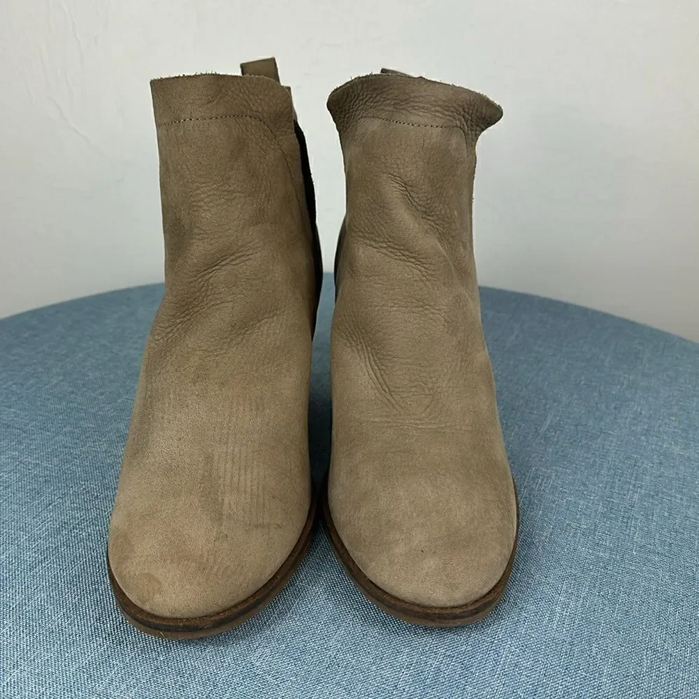 Lucky Brand Jana Taupe Leather Ankle Boots Size 8 M